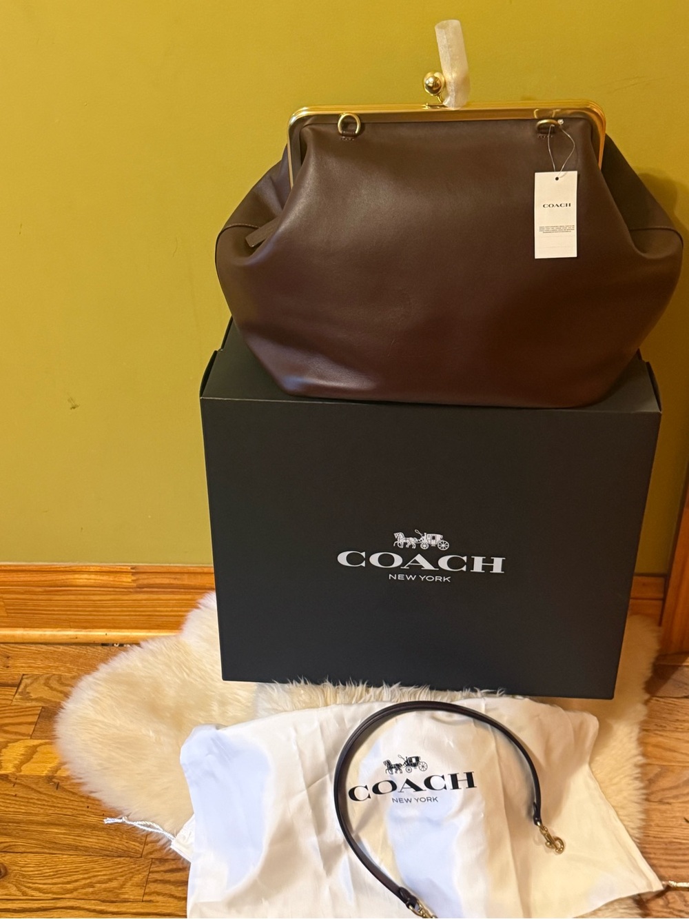 Authentic❗️COACH XL KISSLOCK FRAME BAG